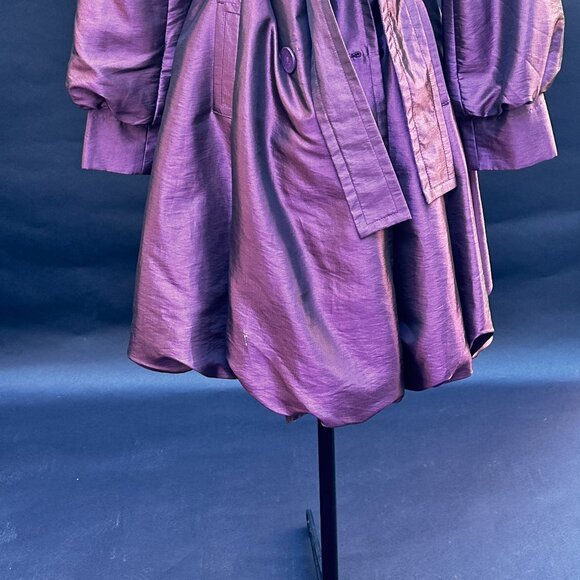 COFFEESHOP NYC Iridescent Purple Trench Coat Belted Jacket Size M - Picture 5 of 5